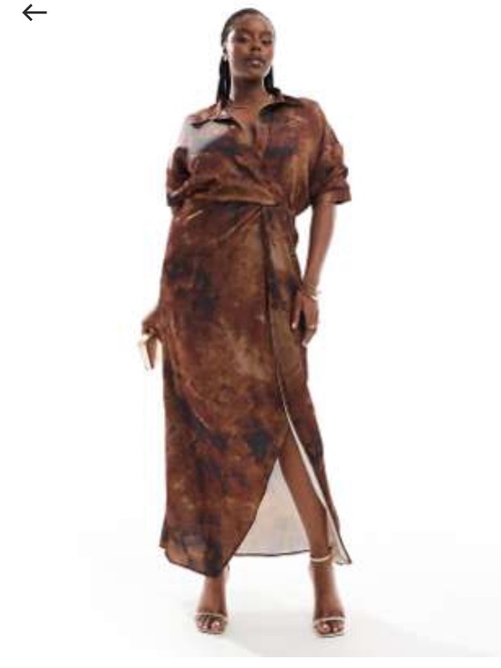 ASOS Curve Dresses & Skirts - ASOS Curve Brown Tie-Dye Maxi Shirt Dress with Side Slit